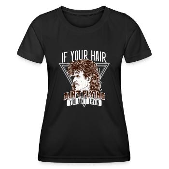 Mullet Frisur Vokuhila Frisur - Frauen Funktions-T-Shirt - Schwarz - Vorne - AI Model Female 172 light (172cm)
