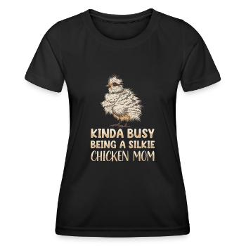 Silkie Chicken Mom Poulet chinois en soie - T-shirt sport Femme - noir - Devant - AI Model Female 172 light (172cm)