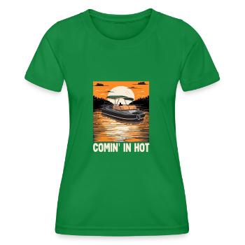 Drôle de citation de bateau à moteur Comin dans Hot Pontooning - T-shirt sport Femme - vert - Devant - AI Model Female 172 dark (172cm)