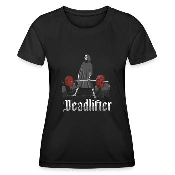 Deadlifter Skeleton Bodybuilding Fitness Workout - T-shirt sport Femme - noir - Devant - AI Model Female 172 light (172cm)