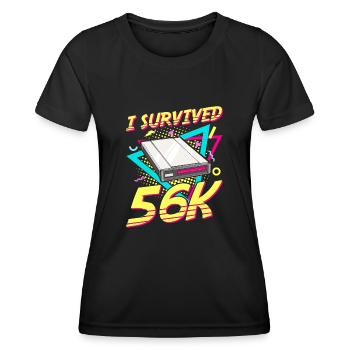 90er Nostalgie Retro 90er Einwahl Internet Vintage - Frauen Funktions-T-Shirt - Schwarz - Vorne - AI Model Female 172 light (172cm)