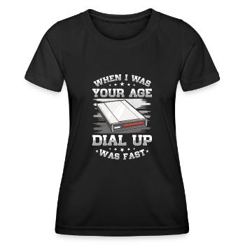 90er Nostalgie Retro 90er Einwahl Internet Vintage - Frauen Funktions-T-Shirt - Schwarz - Vorne - AI Model Female 172 light (172cm)