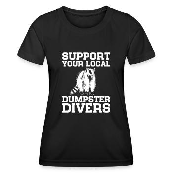 Raccoon Lover Trash Picking Dumpster Diving Trash - Women's Functional T-Shirt - black - Front - AI Model Female 172 light (172cm)