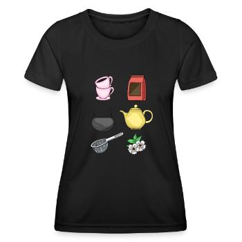 Tee Trinken Tee Geschenk Frauen Liebhaber Tee - Frauen Funktions-T-Shirt - Schwarz - Vorne - AI Model Female 172 light (172cm)