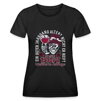 66. Geburtstag 1957 66er Guter Jahrgang - Frauen Funktions-T-Shirt - Schwarz - Vorne - AI Model Female 172 light (172cm)