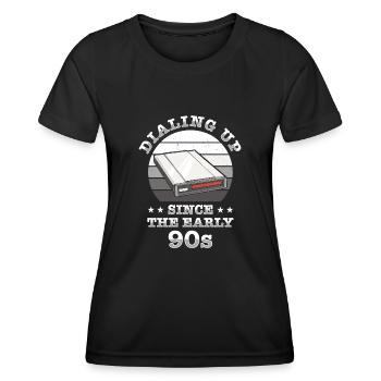 90er Nostalgie Retro 90er Einwahl Internet Vintage - Frauen Funktions-T-Shirt - Schwarz - Vorne - AI Model Female 172 light (172cm)