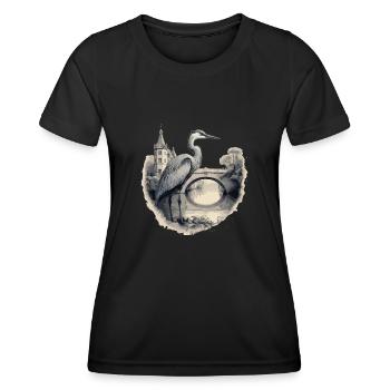 Héron cendré majestueux - T-shirt sport Femme - noir - Devant - AI Model Female 172 light (172cm)