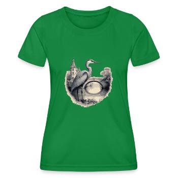 Héron cendré majestueux - T-shirt sport Femme - vert - Devant - AI Model Female 172 dark (172cm)