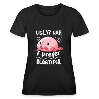 Meeresbiologe Tiefseefisch Blobfisch Ozean - Frauen Funktions-T-Shirt - Schwarz - Vorne - AI Model Female 172 light (172cm)