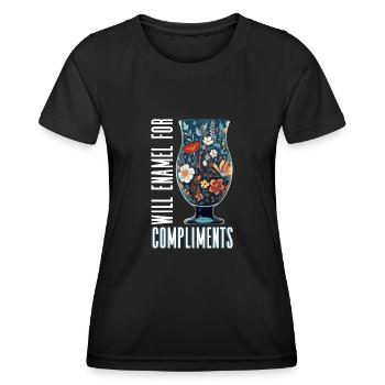 Will enamel for compliments - Enameled glass - Women's Functional T-Shirt - black - Front - AI Model Female 172 light (172cm)