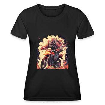 Skull Totenkopf Motocross Dirtbike - Frauen Funktions-T-Shirt - Schwarz - Vorne - AI Model Female 172 light (172cm)