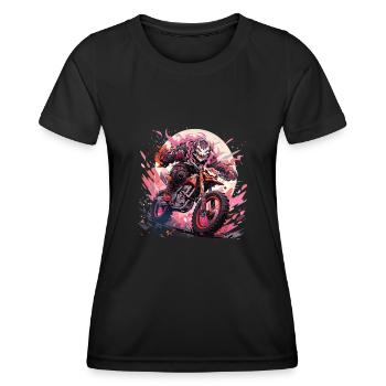 Skull Totenkopf Motocross Dirtbike - Frauen Funktions-T-Shirt - Schwarz - Vorne - AI Model Female 172 light (172cm)