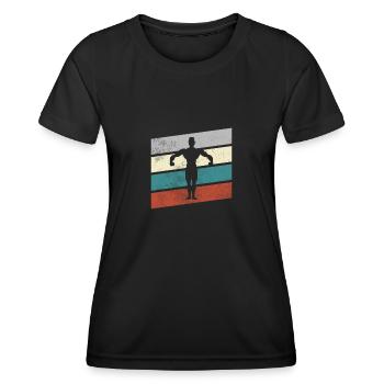 body building retro - Frauen Funktions-T-Shirt - Schwarz - Vorne - AI Model Female 172 light (172cm)