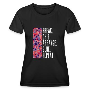 Pause. Chip. Ordnen. Kleben. Wiederholen. - Chip - Frauen Funktions-T-Shirt - Schwarz - Vorne - AI Model Female 172 light (172cm)