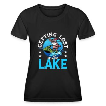 Se perdre sur le bateau à moteur jet skieur du lac - T-shirt sport Femme - noir - Devant - AI Model Female 172 light (172cm)