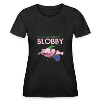 Conception de RPG pour un amoureux du blobfish - T-shirt sport Femme - noir - Devant - AI Model Female 172 light (172cm)