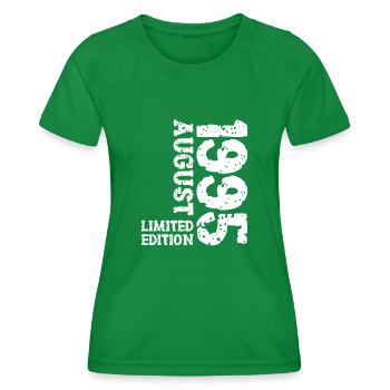 1995 August Limited Edition 28. Geburtstag Outfit - Frauen Funktions-T-Shirt - Kelly Green - Vorne - AI Model Female 172 dark (172cm)