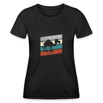 Dromedar Retro - Frauen Funktions-T-Shirt - Schwarz - Vorne - AI Model Female 172 light (172cm)