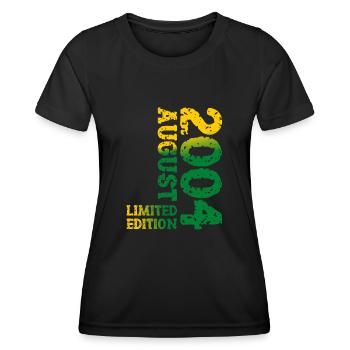 2004 August Limited Edition 19. Geburtstag Outfit - Frauen Funktions-T-Shirt - Schwarz - Vorne - AI Model Female 172 light (172cm)