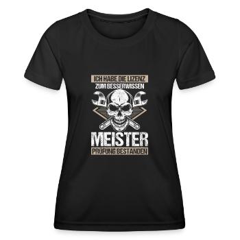 Meisterprüfung Geschenkidee Lizenz - Frauen Funktions-T-Shirt - Schwarz - Vorne - AI Model Female 172 light (172cm)