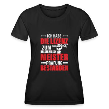 Meisterprüfung bestanden Besserwissen - Frauen Funktions-T-Shirt - Schwarz - Vorne - AI Model Female 172 light (172cm)