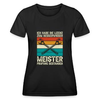 Besserwisser Meisterprüfung Geschenkidee - Frauen Funktions-T-Shirt - Schwarz - Vorne - AI Model Female 172 light (172cm)