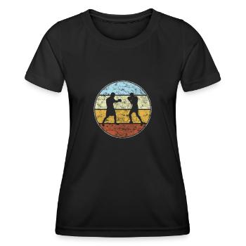Boxe Rétro - T-shirt sport Femme - noir - Devant - AI Model Female 172 light (172cm)