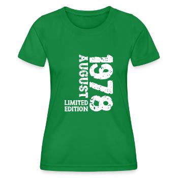 1978 Août Édition Limitée 45e Tenue d’anniversaire - T-shirt sport Femme - vert - Devant - AI Model Female 172 dark (172cm)