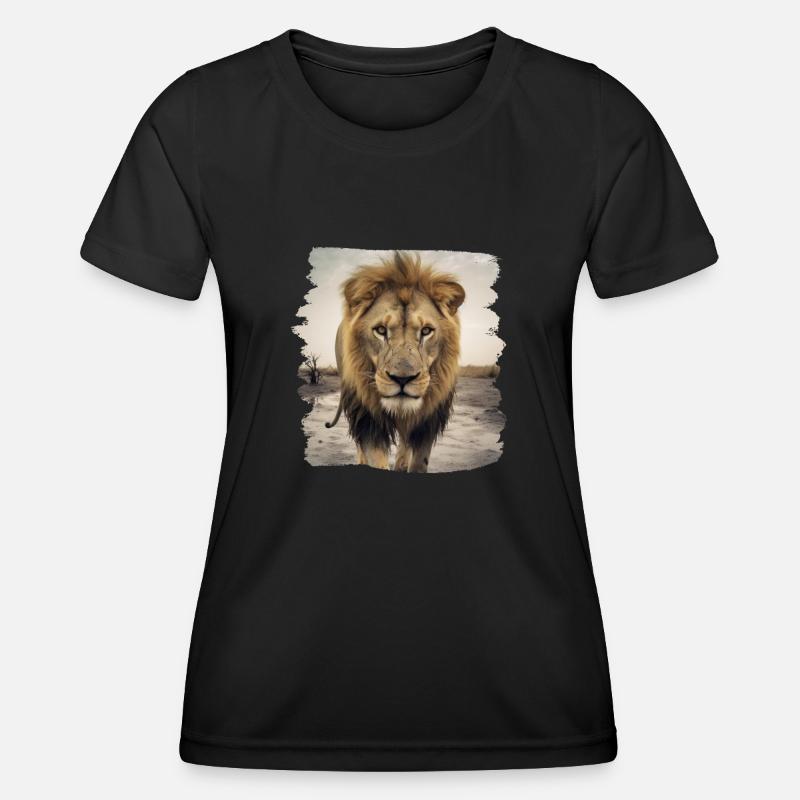 Lion realistic lion - Women's Functional T-Shirt - black