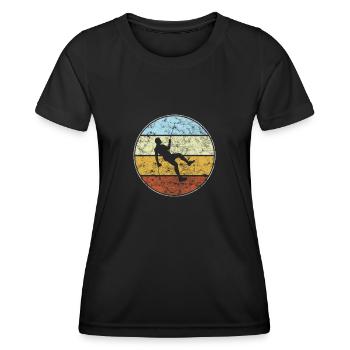 Klettern Retro - Frauen Funktions-T-Shirt - Schwarz - Vorne - AI Model Female 172 light (172cm)