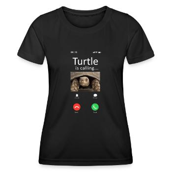 Affichage du téléphone tortue de mer - T-shirt sport Femme - noir - Devant - AI Model Female 172 light (172cm)