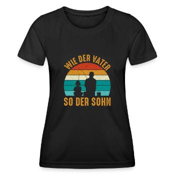 Wie der Vater so der Sohn Angeln - Frauen Funktions-T-Shirt - Schwarz - Vorne - AI Model Female 172 light (172cm)