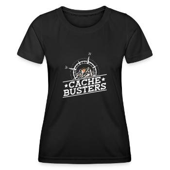 Cache Busters - Geocaching Geocacher - Frauen Funktions-T-Shirt - Schwarz - Vorne - AI Model Female 172 light (172cm)
