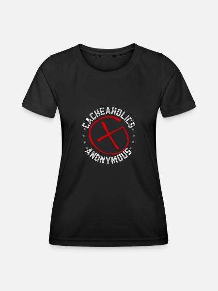 Cacheaholics Anonymous - Geocaching Geocacher - Frauen Funktions-T-Shirt - Schwarz