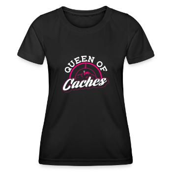 Königin der Caches - Geocaching Geocacher - Frauen Funktions-T-Shirt - Schwarz - Vorne - AI Model Female 172 light (172cm)