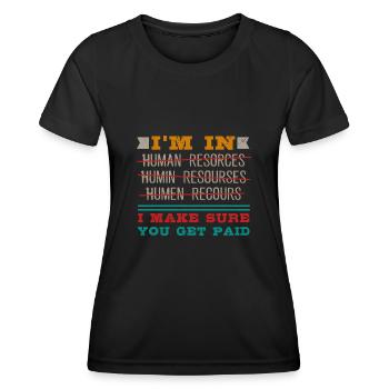 Occupation: hr-manager im Personalwesen - Women's Functional T-Shirt - black - Front - AI Model Female 172 light (172cm)