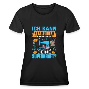 ich kann klamotten reparieren was ist deine superk - Frauen Funktions-T-Shirt - Schwarz - Vorne - AI Model Female 172 light (172cm)