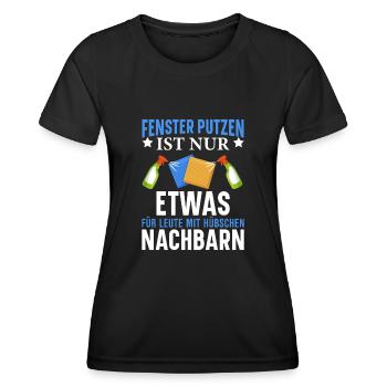 Fenster putzen - Frauen Funktions-T-Shirt - Schwarz - Vorne - AI Model Female 172 light (172cm)