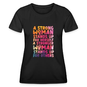 Feminist Watercolor A Strong Woman - Women's Functional T-Shirt - black - Front - AI Model Female 172 light (172cm)