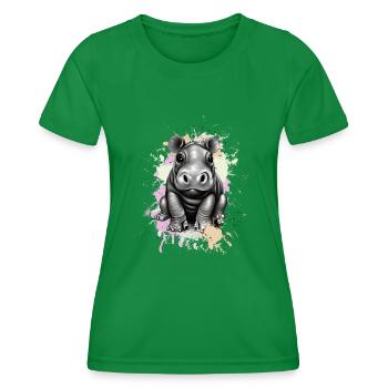 Nilpferd - Frauen Funktions-T-Shirt - Kelly Green - Vorne - AI Model Female 172 dark (172cm)