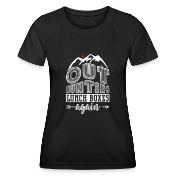 Retour à la chasse aux paniers-repas - Geocaching - T-shirt sport Femme - noir - Devant - AI Model Female 172 light (172cm)