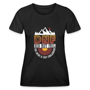 DNF: Did Not Fail - Geocaching Geocacher - Frauen Funktions-T-Shirt - Schwarz - Vorne - AI Model Female 172 light (172cm)