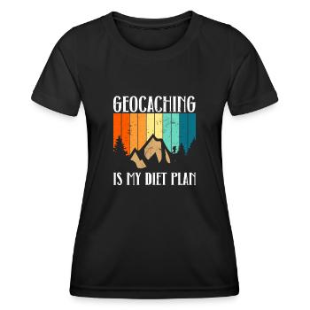 Geocaching ist mein Diätplan - Geocaching - Frauen Funktions-T-Shirt - Schwarz - Vorne - AI Model Female 172 light (172cm)