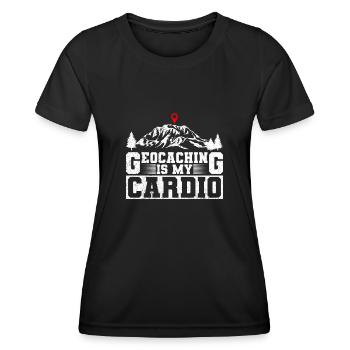 Geocaching ist mein Herzsport - Geocaching - Frauen Funktions-T-Shirt - Schwarz - Vorne - AI Model Female 172 light (172cm)