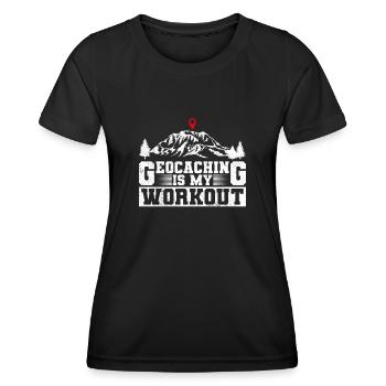 Geocaching ist mein Workout - Geocaching Geocacher - Frauen Funktions-T-Shirt - Schwarz - Vorne - AI Model Female 172 light (172cm)