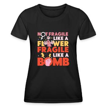 Feminist Not Fragile Like A Flower - Frauen Funktions-T-Shirt - Schwarz - Vorne - AI Model Female 172 light (172cm)