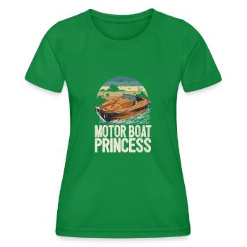 Motor Boat Princess Pontoon Queen Motorboating - Women's Functional T-Shirt - kelly green - Front - AI Model Female 172 dark (172cm)