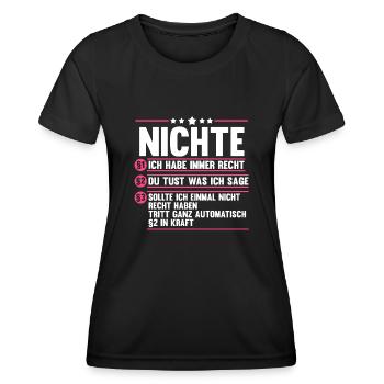Nichte - Frauen Funktions-T-Shirt - Schwarz - Vorne - AI Model Female 172 light (172cm)
