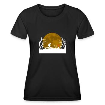 Géocacheur dans un cimetière - Geocaching - T-shirt sport Femme - noir - Devant - AI Model Female 172 light (172cm)
