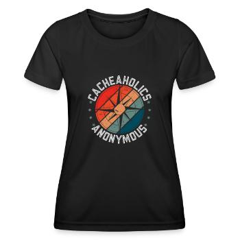 Cacheaholics Anonymous - Geocaching Geocacher - T-shirt sport Femme - noir - Devant - AI Model Female 172 light (172cm)